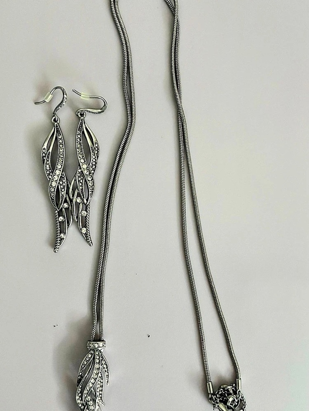 Silver-Tone Pendant Necklace & Earrings